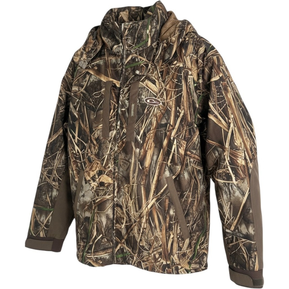 DRAKE WATERFOWL Hunting Jacket XL Camo EUC Realtree Max-5 Magnattach Hooded